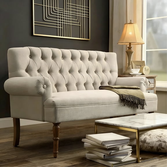 Shengchao Trade Loveseat Sofa for Living Room, Couch in a Box, Sofa para Sala, Love Seats Furniture, Long Couches, Settee, Textile Beige
