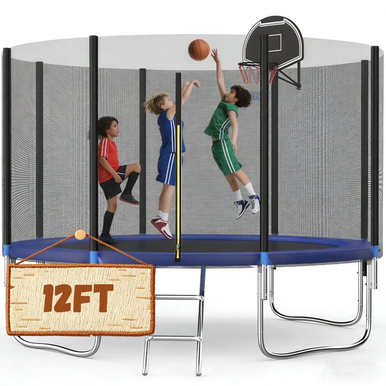 Shengchao Trade 1200LBS 12ft Heavy Duty Outdoor Trampoline for 3-5 Kids and Adults,Backyard Trampoline with Enclosure Net and Ladder, Jumping Trampoline Capacity for Boys and Girls Birthday Gift
