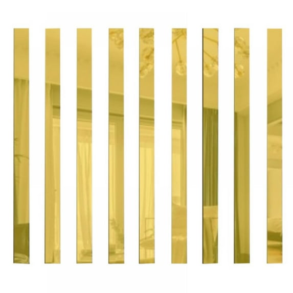 Shengshi 10Pcs/Set Striped Design Mirror Stickers Self Adhesive Removable Acrylic Mirror Sheets Wall Decals Gold