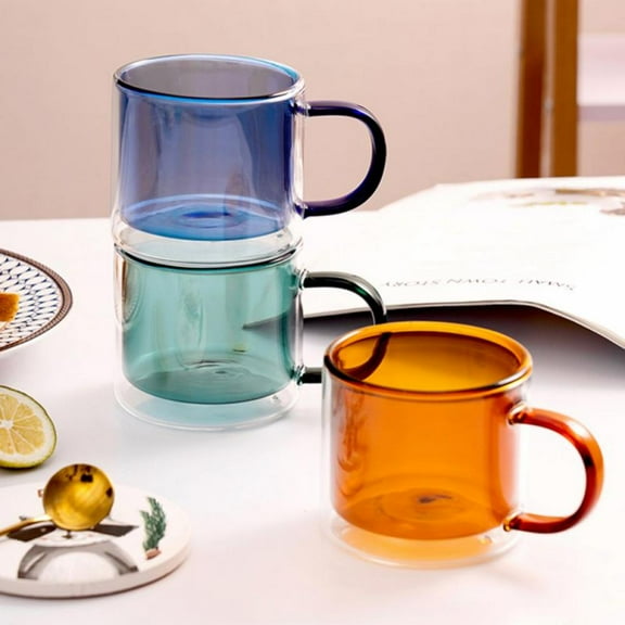 Shengshi Double Wall Glass Coffee Mugs Insulated Cappuccino Cups with for Espresso, Latte, Ice Tea, Americano Brown 270ml