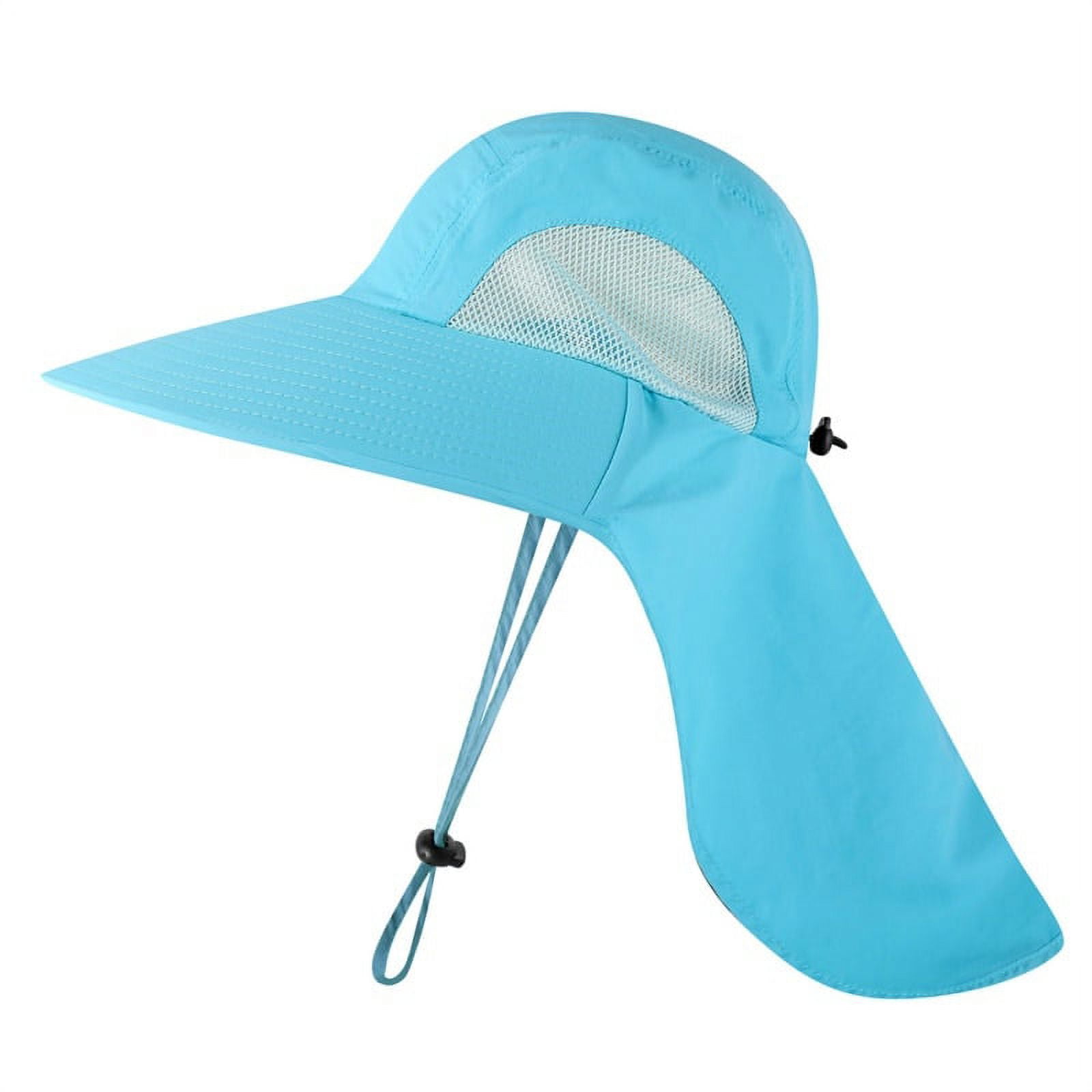 Shengshi Summer UPF50+ Sun Hats Breathale Mesh Bucket Hat With Neck Flap  Outdoor Long Wide Brim Hiking Fishing For Women Men Hats Sky Blue