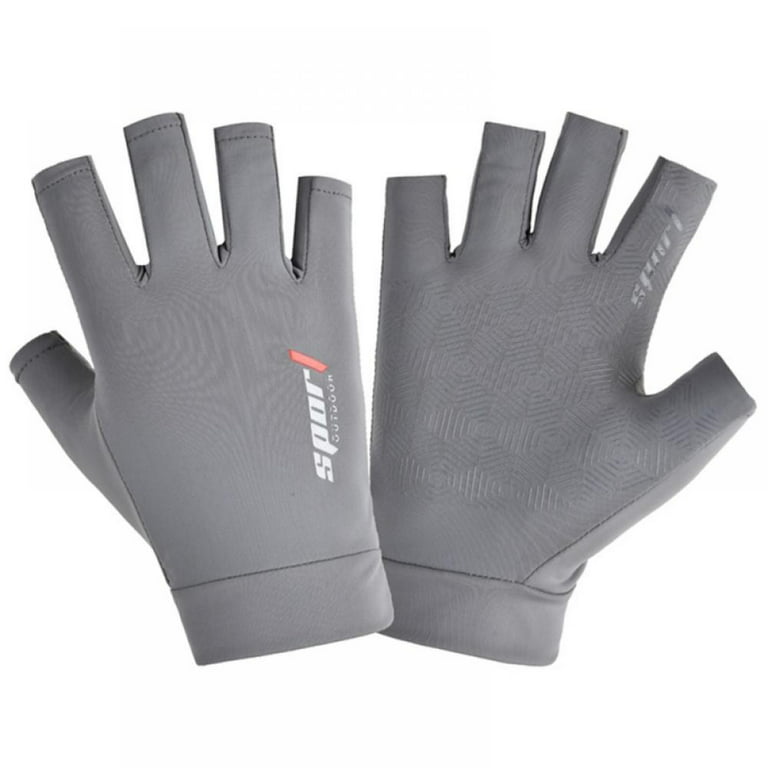 Shengshi Sunblock Fingerless Gloves Non-slip UV Protection Driving Gloves  Summer Outdoor Gloves for Women and Girls Gray 