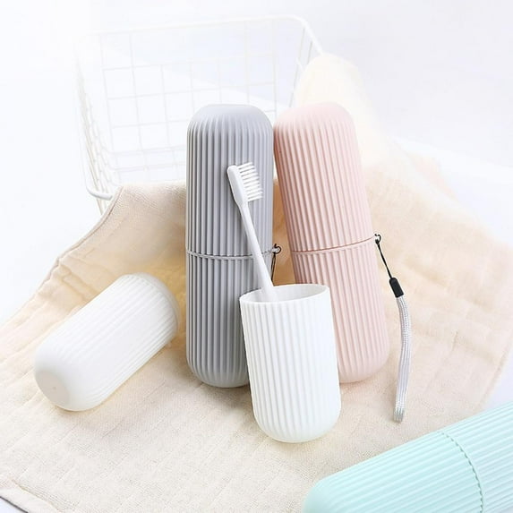 Shengshi Travel Toothbrush Case and Carrier,Portable Business Trips Wash Cup Holder Organizer for Trips and Daily Use Gray