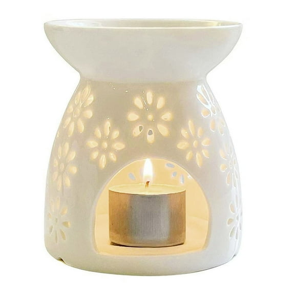 Shenguan Ceramic Aromatherapy Essential Oil Burner, Tea Light Holder & Wax Warmer, Great Decoration for Living Room, Balcony, Patio, Porch and Garden