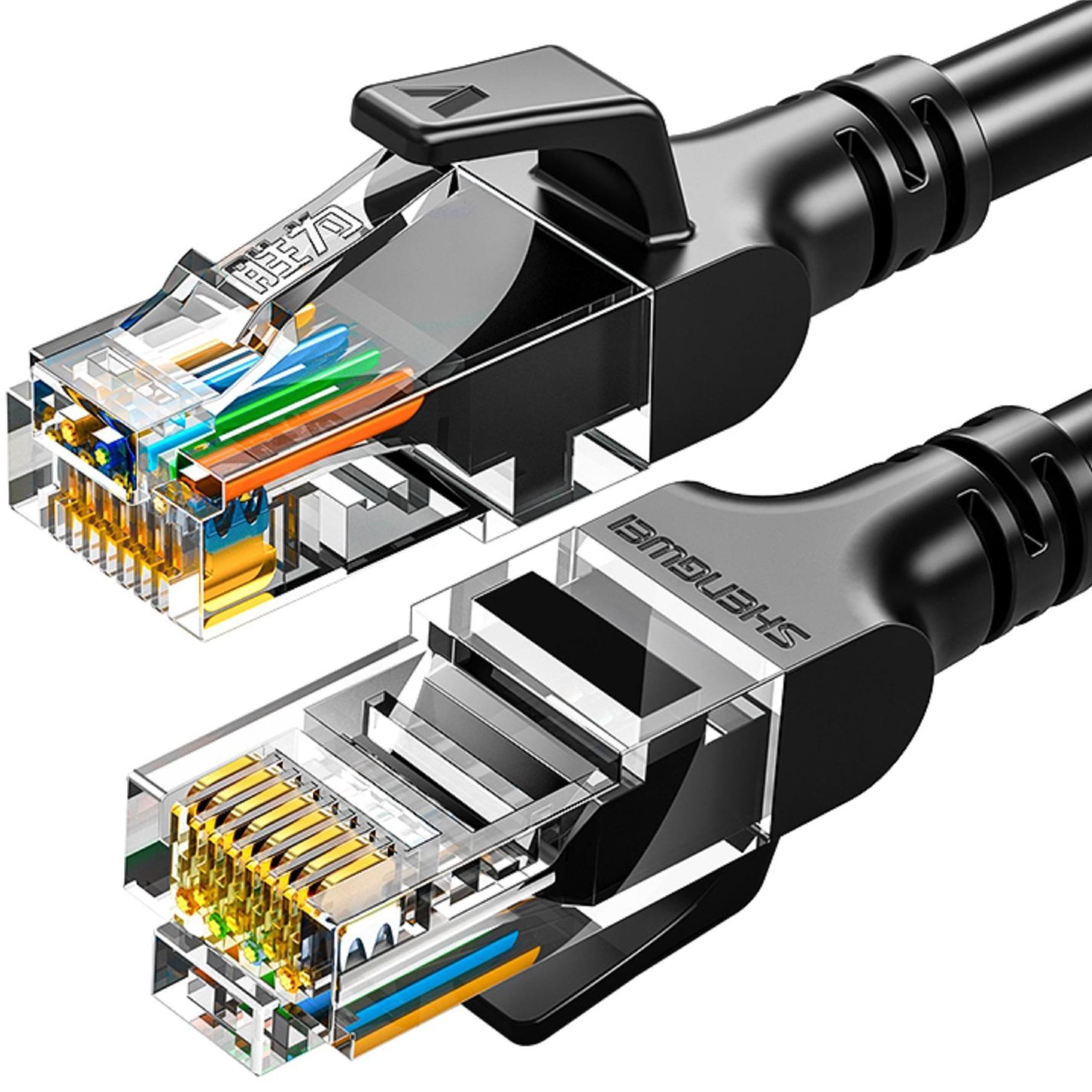 Shengwei CAT 6 Patch Cable Cord, 24AWG UTP, for Gigabit High-Speed Broadband, Engineering Surveillance, Computer, Router, Home Network, with 8-Core Twisted Pair,High-Purity Oxygen-Free Copper,100FT