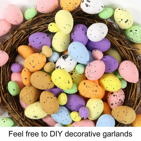 Shenmeida 1 Pack Plastic Fake Eggs Foam Easter Egg for DIY Easter Eggs, Bird Eggs Artificial Bird Eggs DIY Crafts Painting and Realistic Egg Wedding Photography Prop Mixed Color