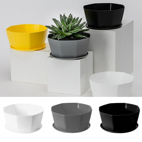 Shenmeida 1 Set Resin Planters Indoor Flower Pot/Pots, Flower Seedlings Nursery Pot/Planter/Flower Pot with Pallet,Colorful Gardening Containers