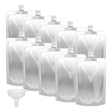 Shenmeida 10 Pcs Plastic Flasks Reusable Liquor Drink Juice Pouches with Spout Concealable Drinking Flasks Bags Adults Sneak Alcohol Water Bottle with Funnel