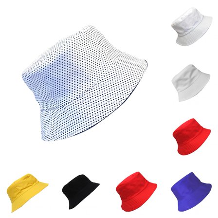 Shenmeida 1PC Unisex Bucket Hat Solid Color Folding Double-sided for Cotton UV Protection Sun Hat Caps