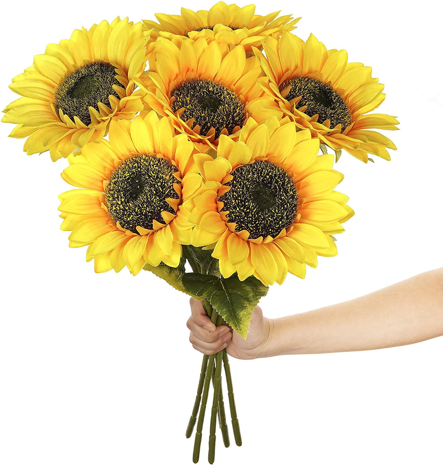 Shenmeida 1Pc 7 Heads Artificial Silk Sunflowers Long Stem Fake