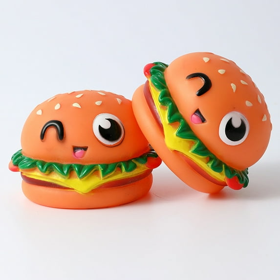 Shenmeida 2PCS Dog Training Toys Squeaky Chewing Toys Tooth Cleaning Dog Supplies Teddy Pets etc Dog Training Sofa Damage Prevention Hamburger Pet Toy