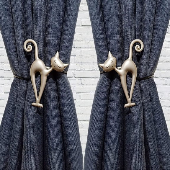 Shenmeida 2Pcs Curtain Tie，Magnetic Curtain Tiebacks,Cartoon Cat Curtain Decorative Weave Rope Curtain Holdbacks Holder for Window Decor, Curtain Clips Rope Straps Magnet for Home Office