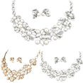 thumbnail image 1 of Shenmeida 2Pcs/set Elegant Faux Pearl Leaves Choker Jewelry Set for Women, Necklace Earrings Set Jewelry Set Wedding Party Jewelry for Bridal Bridesmaid, 1 of 8