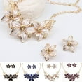 thumbnail image 1 of Shenmeida 2Pcs/set Fashion Women Crystal Rhinestone Flower Statement Necklace Earrings Jewelry Set, 1 of 5