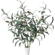 Shenmeida 3 Branchs Artificial Olive Branch Plants Faux Olive Branches Stems Fake Olive Tree Branches Plastic Branches Green Plants Bushes