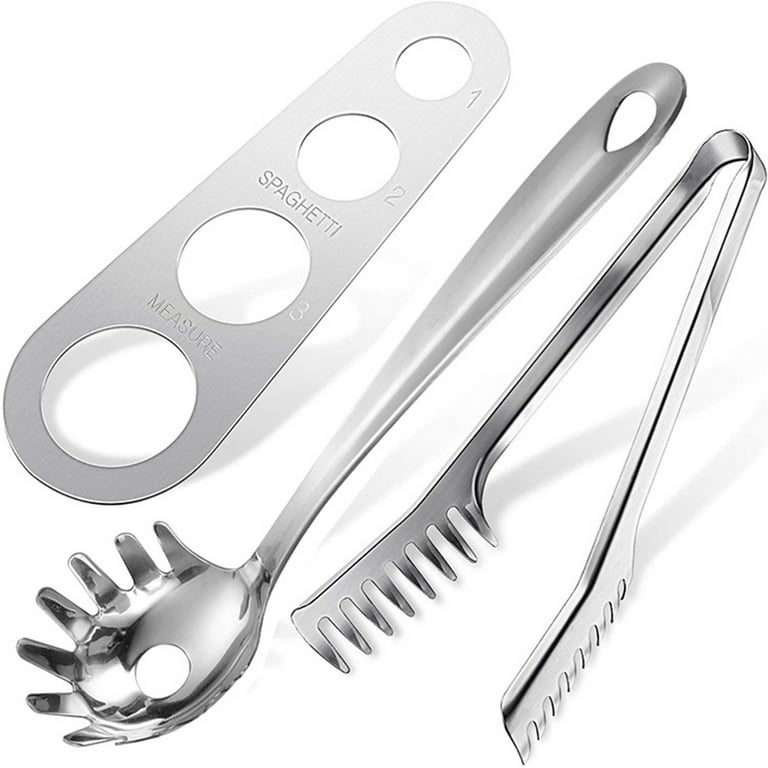 2 Pieces Stainless Steel Spaghetti Server Set, Stainless Steel Spaghetti Pasta Tong, Pasta Spoon Server Fork, Silver
