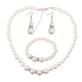thumbnail image 1 of Shenmeida 3Pcs/set Elegant Faux Pearl Necklace Hook Earrings Bracelet Jewelry Set Simulated Pearl for Women Gift, 1 of 7