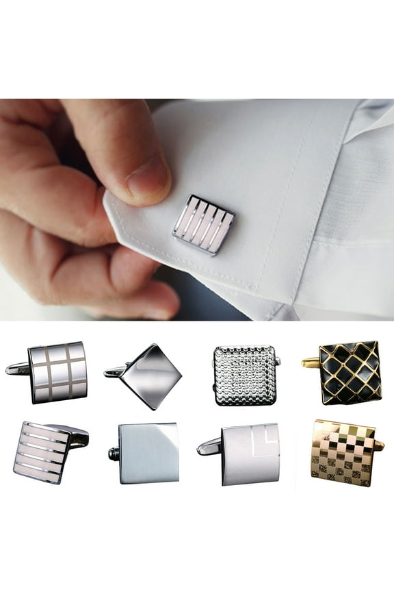 4 Pairs Men's Cuff Links High Durability Polish Surface Copper Cufflinks Set for Men Wedding Business Classic Shirt Cuff Links Set