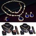 thumbnail image 1 of Shenmeida 4Pcs/set Women Gold Plated Alloy Formal Party Cubic Zirconia Teardrop Bridal Necklace Earrings Necklace Earrings Set, 1 of 6