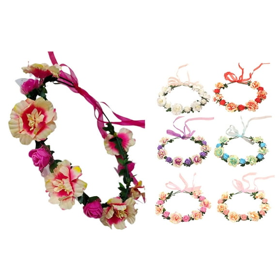 Shenmeida 6Pcs Women Flower Headband Wreath Crown Floral Wedding Garland Wedding Festivals Photo Props