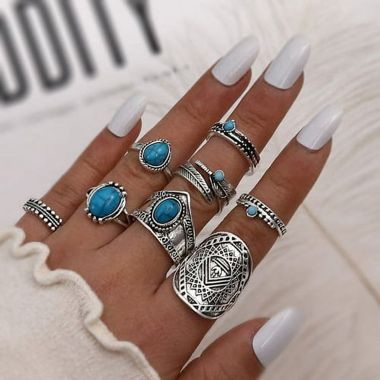 Bohemian turquoise ring hot sale