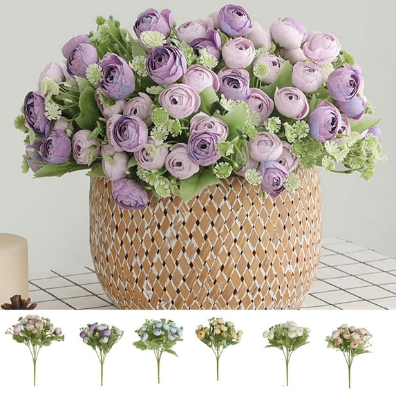 Shenmeida Artificial Rose Flowers Bouquet Silk Flowers Rose for Home Bridal Wedding Party Festival Decor