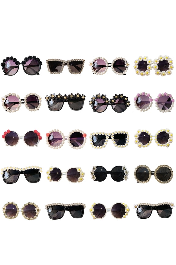 Flower Sunglasses for Women Round Flower Glasses for Adult kids Decor Sun Glasses for Outdoor,23 Styles Available