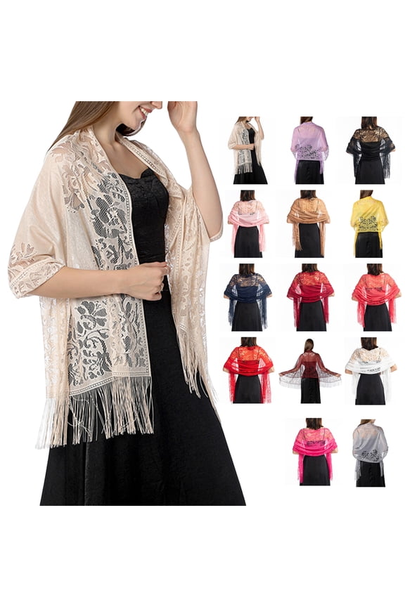 Formal Women’s Polyester Soft Lace Shawls Wraps, Camel