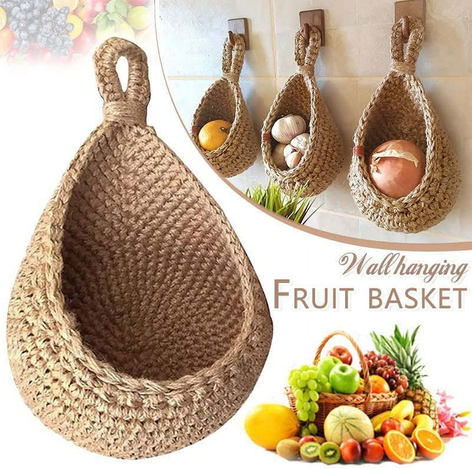 Rattan hanging fruit basket sales