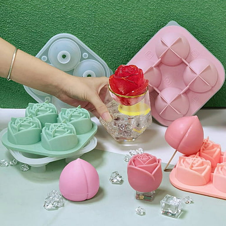 Rose Ice Cube Molds, Silicone Round Cube Flower Shape For Chilling Whiskey  Cocktail Bourbon Juice,bpa Free