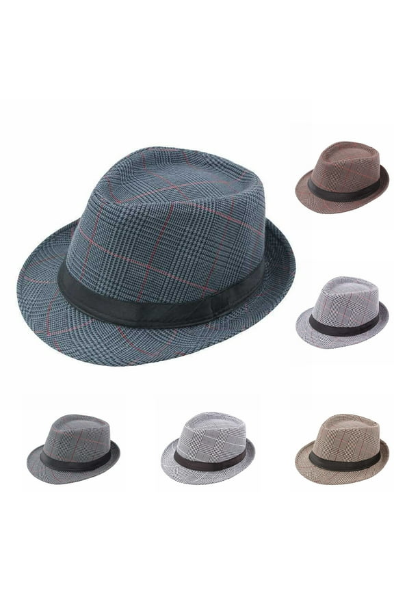 Men's Classic Manhattan Structured Gangster Trilby Fedora Hat Short Brim Panama Hat