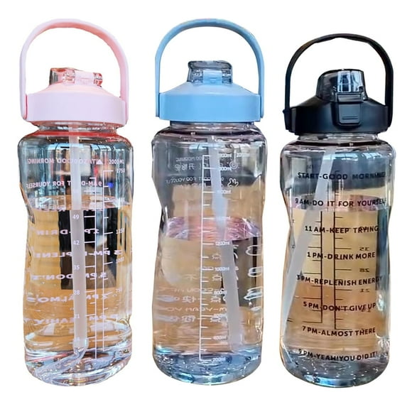 Shenmeida Motivational Water Bottle with Straw - BPA Free Leakproof Plastic Big 2L Water Bottle for Women Men Large Water Jug for Fitness Gym Outdoor Sport
