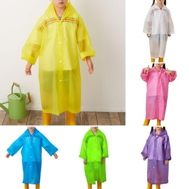 Shenmeida Outdoor Raincoat for Kids, Kids Rain Coats Reusable Frosted Drawstring Design Rain Poncho Jacket for Boys and Girls
