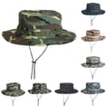 thumbnail image 1 of Shenmeida Outdoor Summer Unisex Wide Brim Fasten String Boonie Hat Sun Cap Jungle Headwear for Men Women, 1 of 2