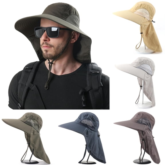Shenmeida Outdoor UV Sun Wide Brim Fishing Cap with Neck Flap for Outdoor