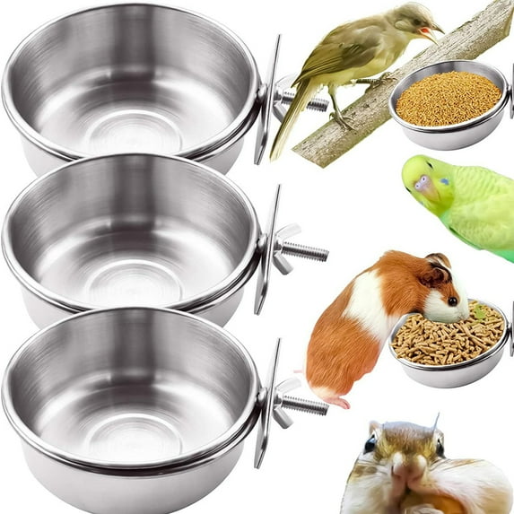 Shenmeida Parrot Feeding Cups Birds Food Dish Stainless Steel Parrot Feeders Water Cage Bowls for Cockatiel Conure Budgies Parakeet Parrot Macaw Small Animal Chinchilla