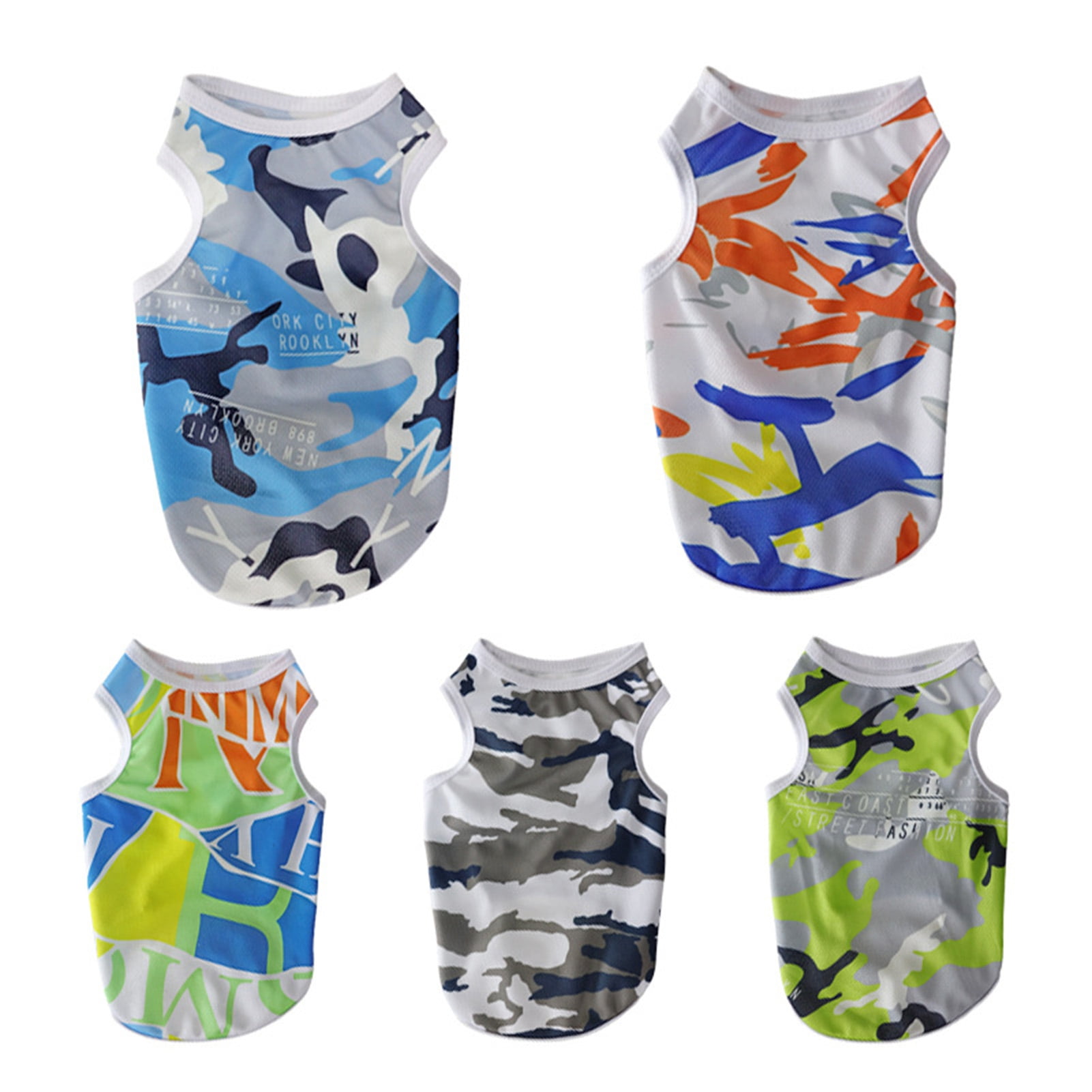 Image showcasing Shenmeida Printed Dog Clothes Camouflage Pet Pullover Sleeveless Dog ...