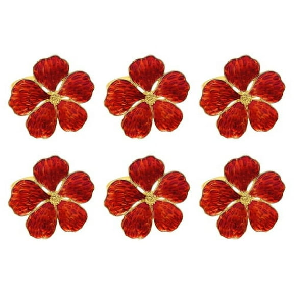 Shenmeida  Set of 6 Napkin Rings with Flower Napkin Ring Holders for Wedding Party Holiday Banquet Christmas Dinner Delicate Serviette Buckles Decor Favor