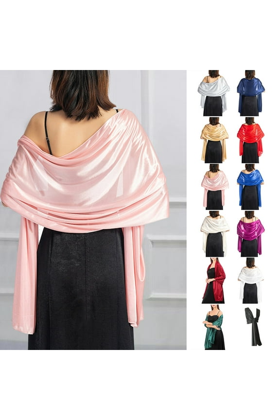 Solid Color Smooth Womens Shawls and Wraps, Wedding Party Shawl Scarf for Evening Dresses