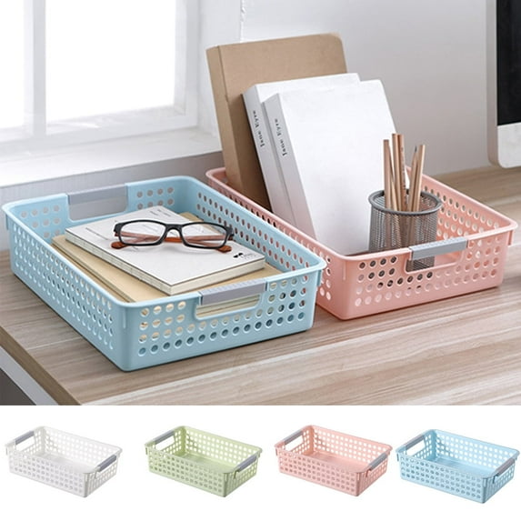 Shenmeida Stackable Plastic Storage Basket Organizer Box Storage Bin for Shelf, Closet, Desk, Pantry- Use in Home, Office, Bathroom, Vanity, Playroom- Store Toys, Clothes, Cosmetics