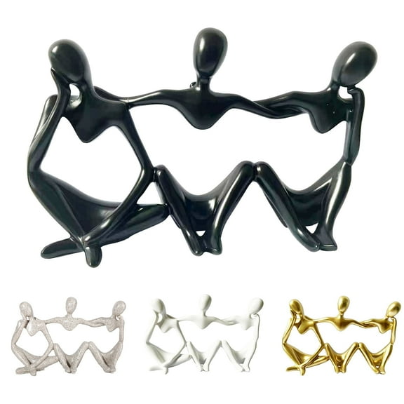 Shenmeida Thinker Statue Decor Accents Abstract Sculptures Home Decor Modern Resin Statues Golden Decor Accent for Bookshelf Coffee Table Shelf Desktop Office Decor Collectible Figurines