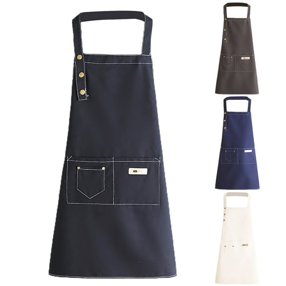 Shenmeida Waterproof Cotton Adult Smock Apron for Work with Waist Ties for Cooking Baking Painting Gardening