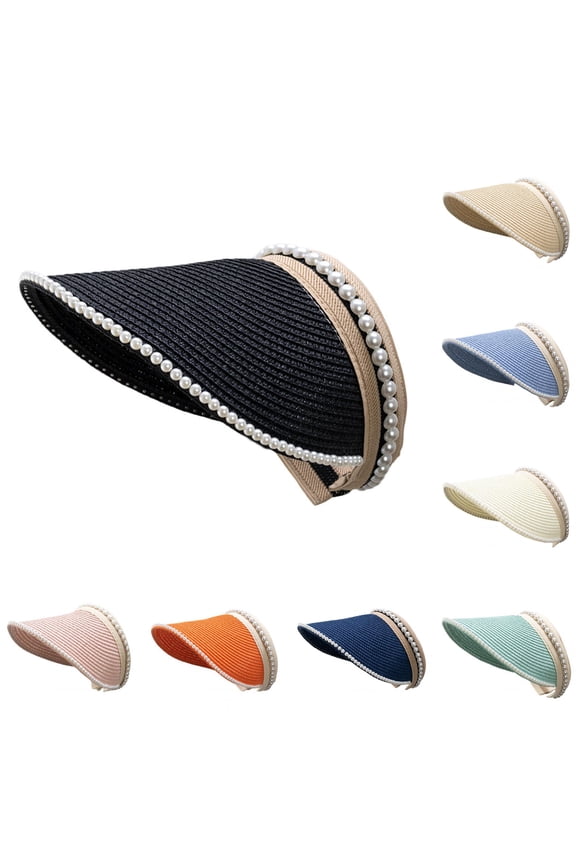 Women Clip On Visor Packable Short Brim Summer Beach Sun Hat Color Straw Quick Drying Visor Hat Outdoor Supplies For Kid Adult