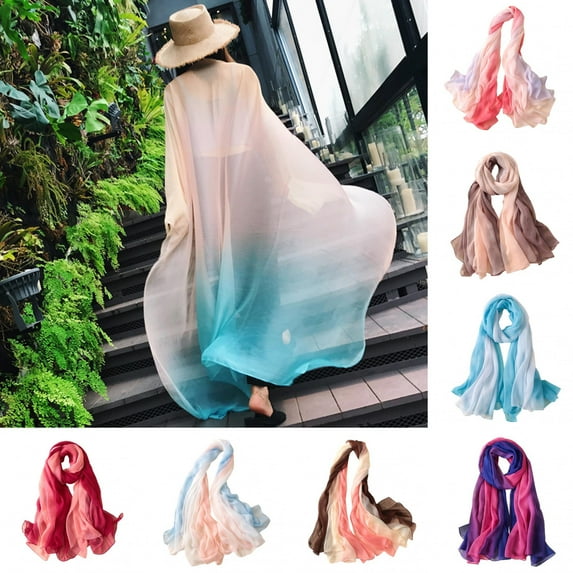 Shenmeida Women Long Light Wedding Scarf Silky Gradient Color Party Shawl Spring Summer Beach Wrap for Women
