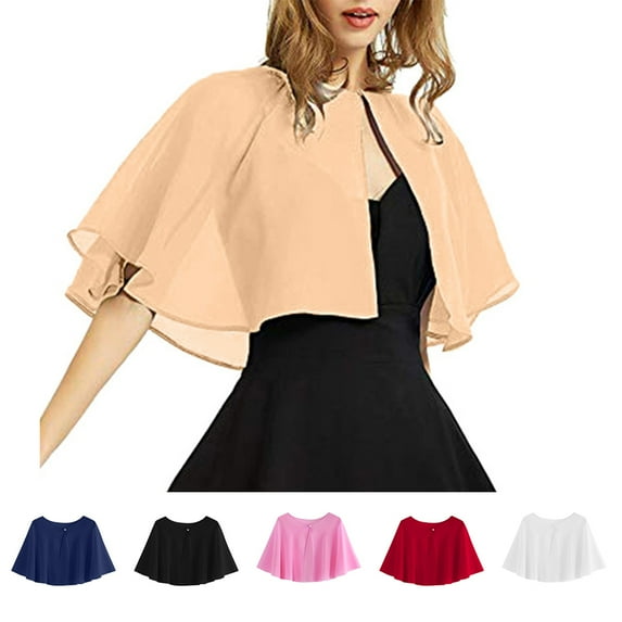 Shenmeida Women Perspective Shawls Wrap Front Buttons Closure Loose Type Cape Shoulder Covers Up Party Dress,6 Colors Available
