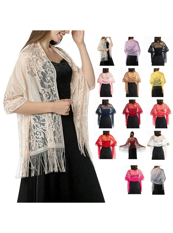 Shenmeida Women’s Soft Lace Shawls and Wraps for Formal Evening Party Dress,Bride Bridesmaid Shawl for wedding,14 Colors Available