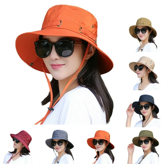 Shenmeida Womens Sun Hat UV Protection Round Brim Foldable Summer Beach Fishing Hats, 7 Colors Available