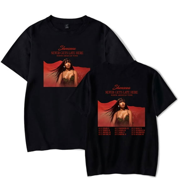 Shenseea Merch Never Gets Late Here Tour T-Shirt Women Men Crewneck Short Sleeve Fashion Tee