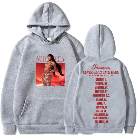 Shenseea Never Gets Late Here Tour 2024 Merch Hoodie Pockets Drawstring Unisex Hooded Sweatshirt Fashion Clothing