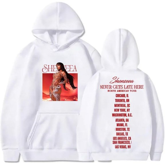 Shenseea Never Gets Late Here Tour 2024  Merch Hoodie Pockets Drawstring Unisex Hooded Sweatshirt Fashion Clothing